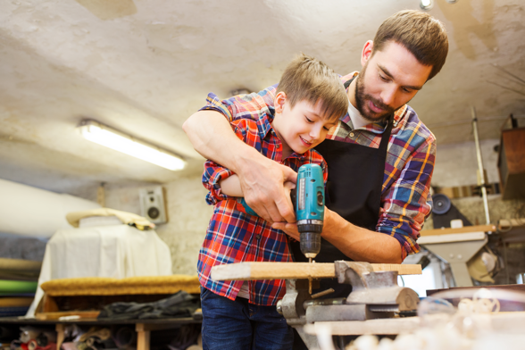 Father and Son in work shop