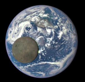 Moon with earth behind it